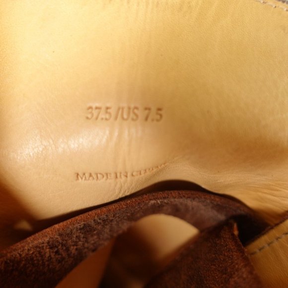 Rag Bone Boots 37.5 Leather Boots 7.5 Pull On Brown Heeled Harness Suede Kinsey - Picture 10 of 12